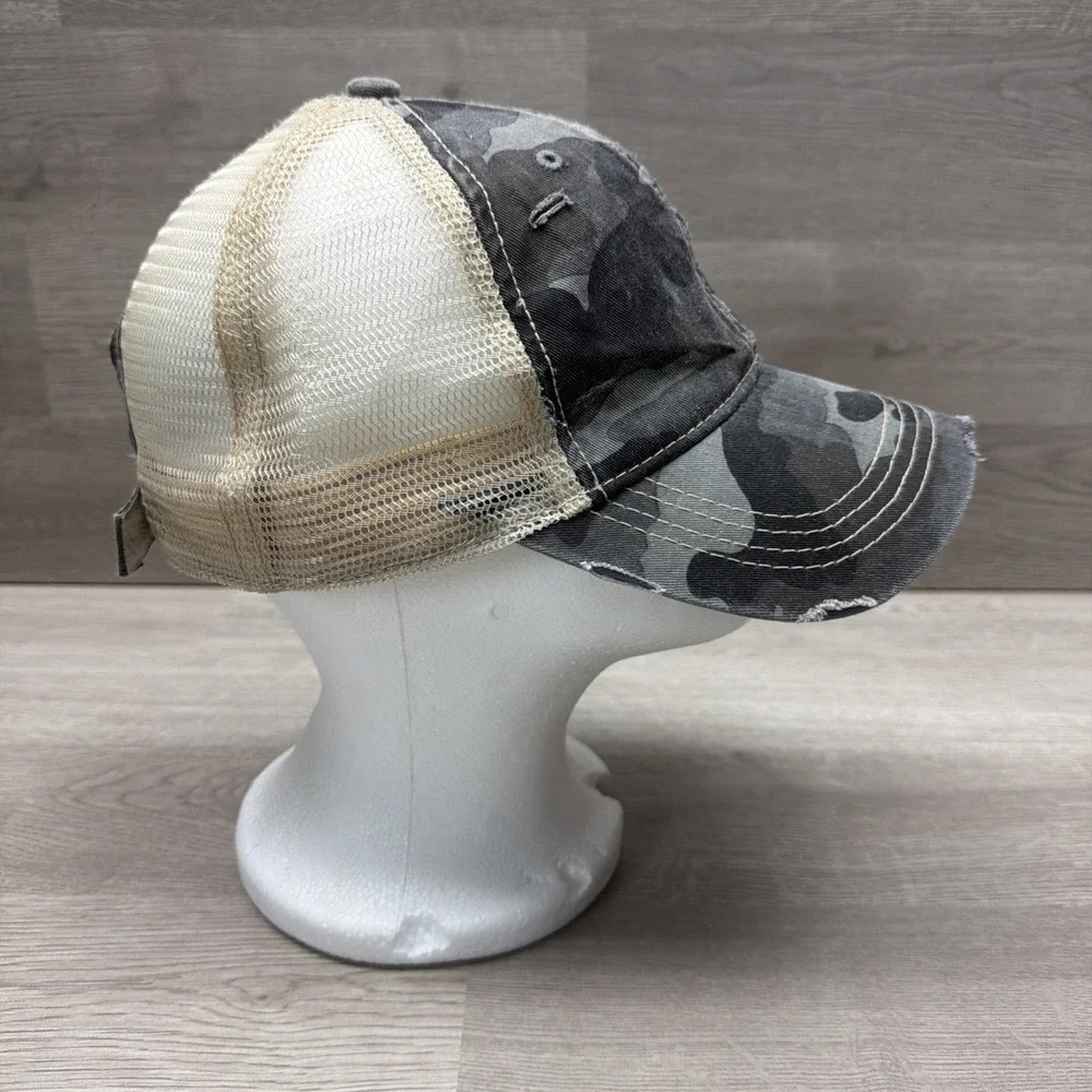 Down East Cotton Co. Distressed Camo Breathable Mesh Back Hat Unisex OSFM